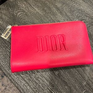 Dior Bright Pink Embossed Zip Wallet